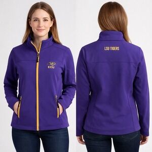 RARE ECU Pirates LSU Tigers MISPRINT Jacket Colosseum Softshell Women's L ERROR